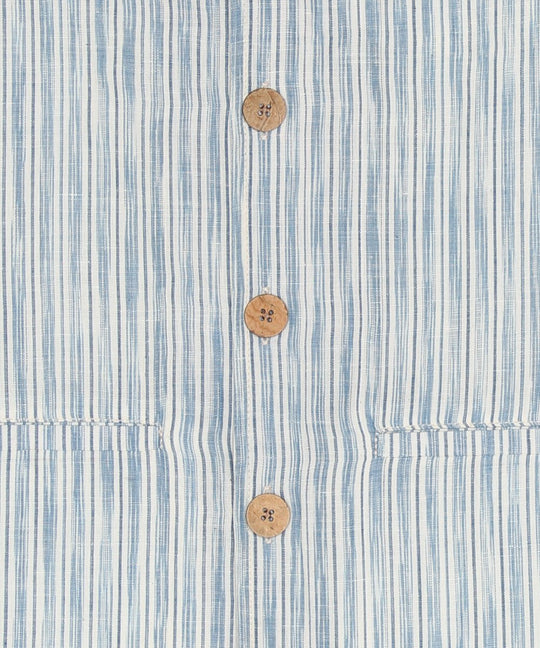 Blue and white ikat cotton linen nehru jacket
