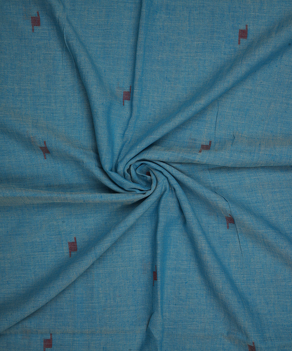0.4m Light blue handwoven cotton jamdani fabric