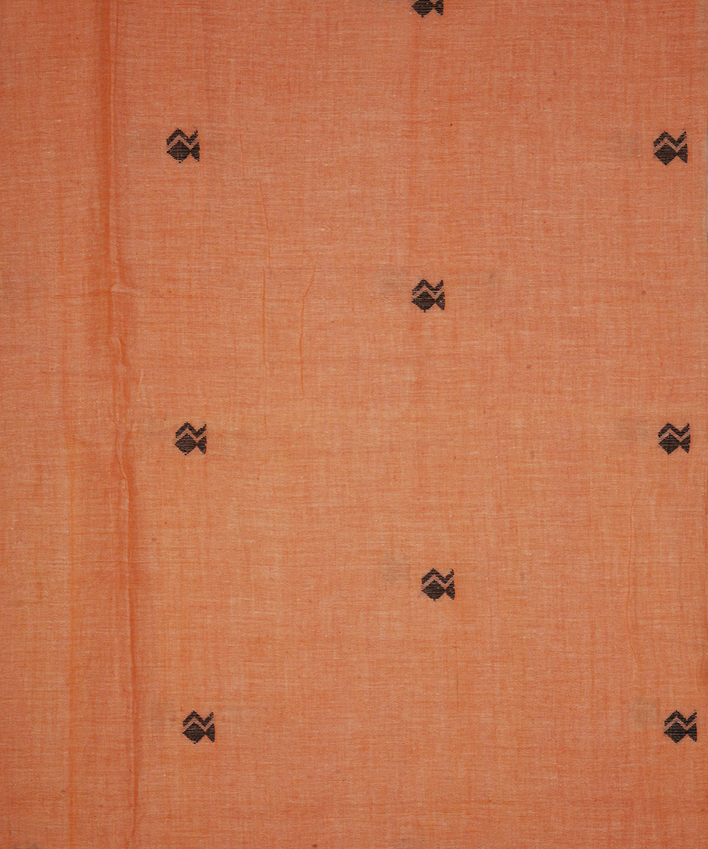 1.5m Peach handwoven cotton jamdani fabric