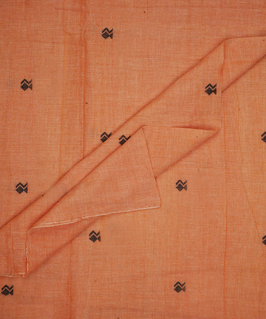 1.5m Peach handwoven cotton jamdani fabric