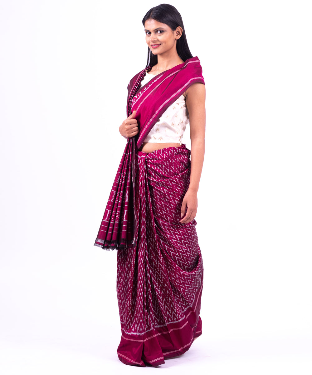 Purple handwoven pochampally ikat saree