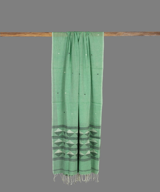Green handloom cotton jamdani stole