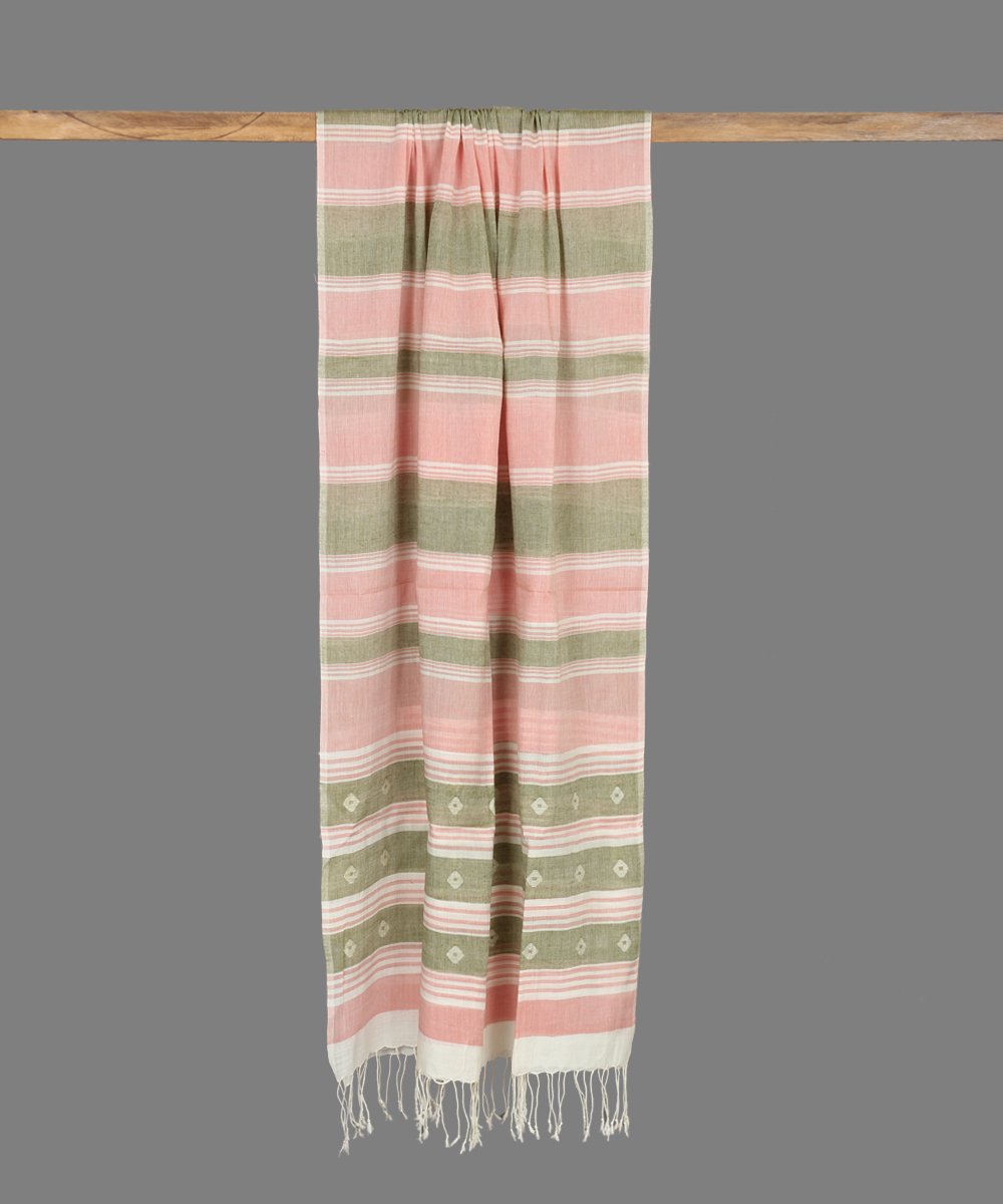 Striped Handloom Cotton Jamdani Stole