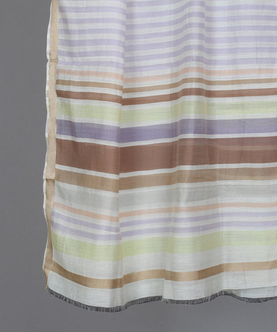 Multicolor stripes silk cotton stole