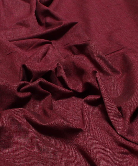 0.7m Maroon wine handwoven cotton reversible fabric