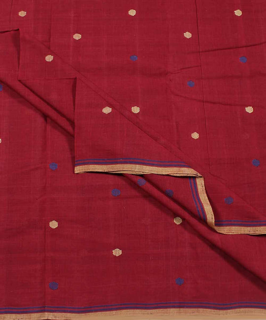 Red maroon cotton natural dye handloom fabric