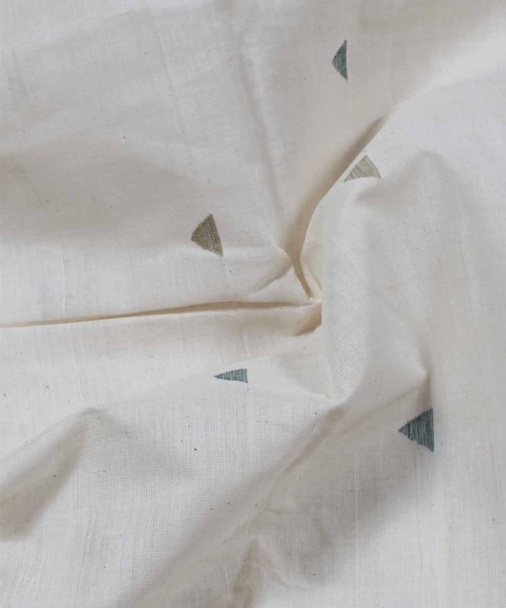 0.62m Off white with green border handloom fabric