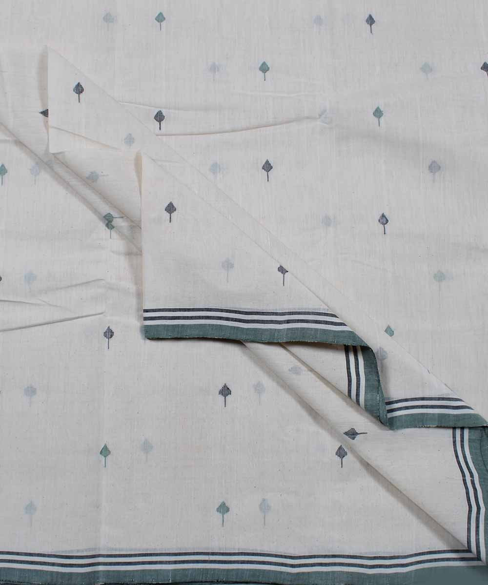 0.8m off white leaf motif handloom fabric