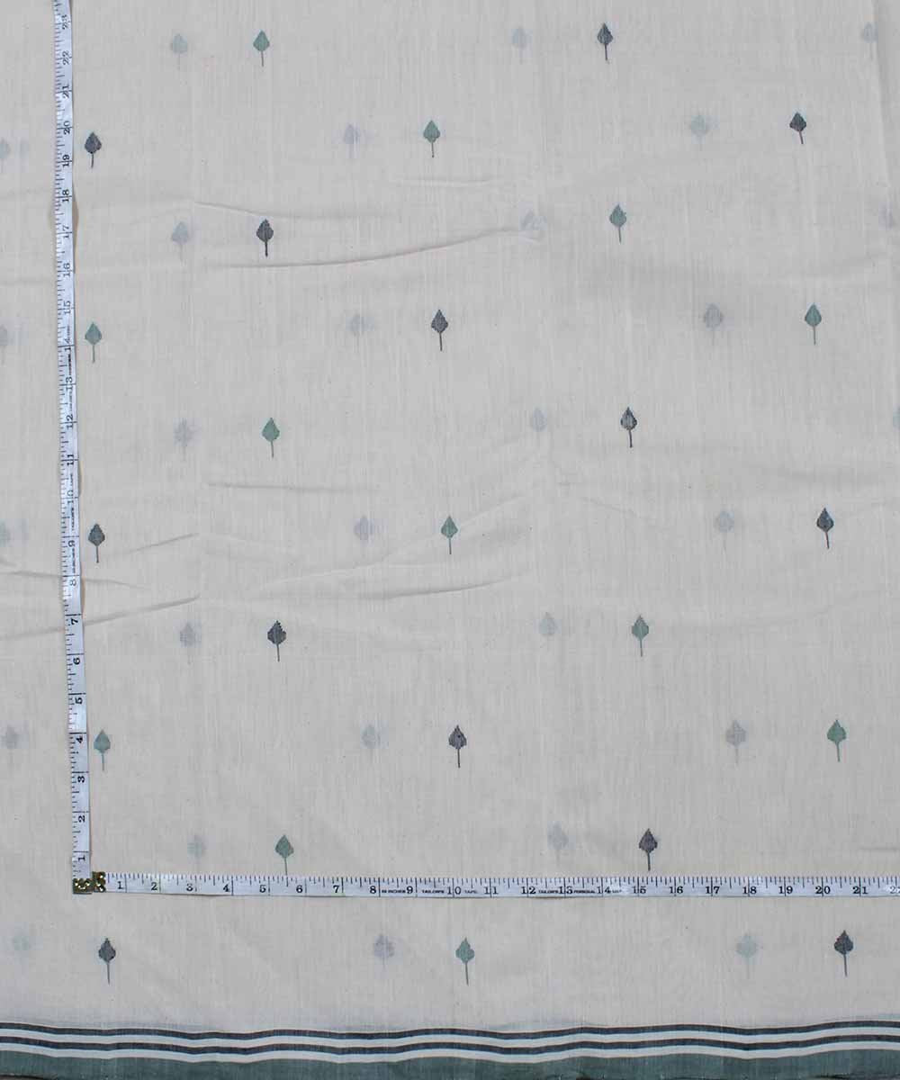 0.8m off white leaf motif handloom fabric