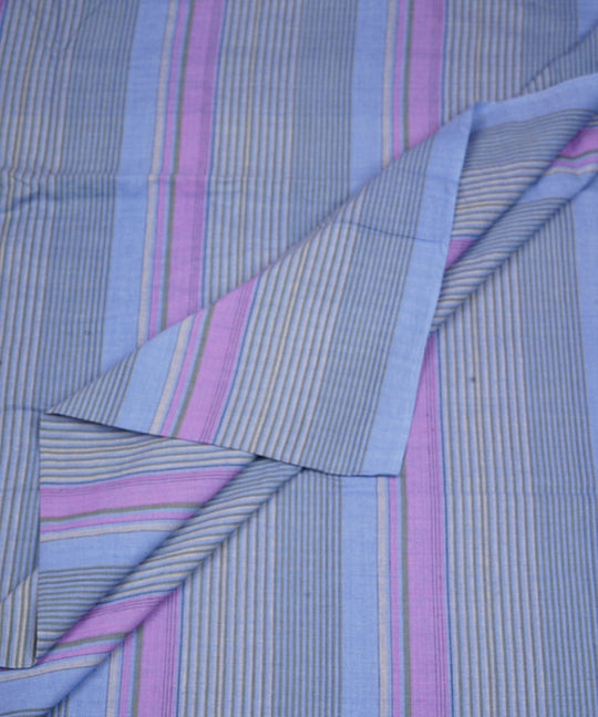 Grey pink handwoven stripe cotton fabric
