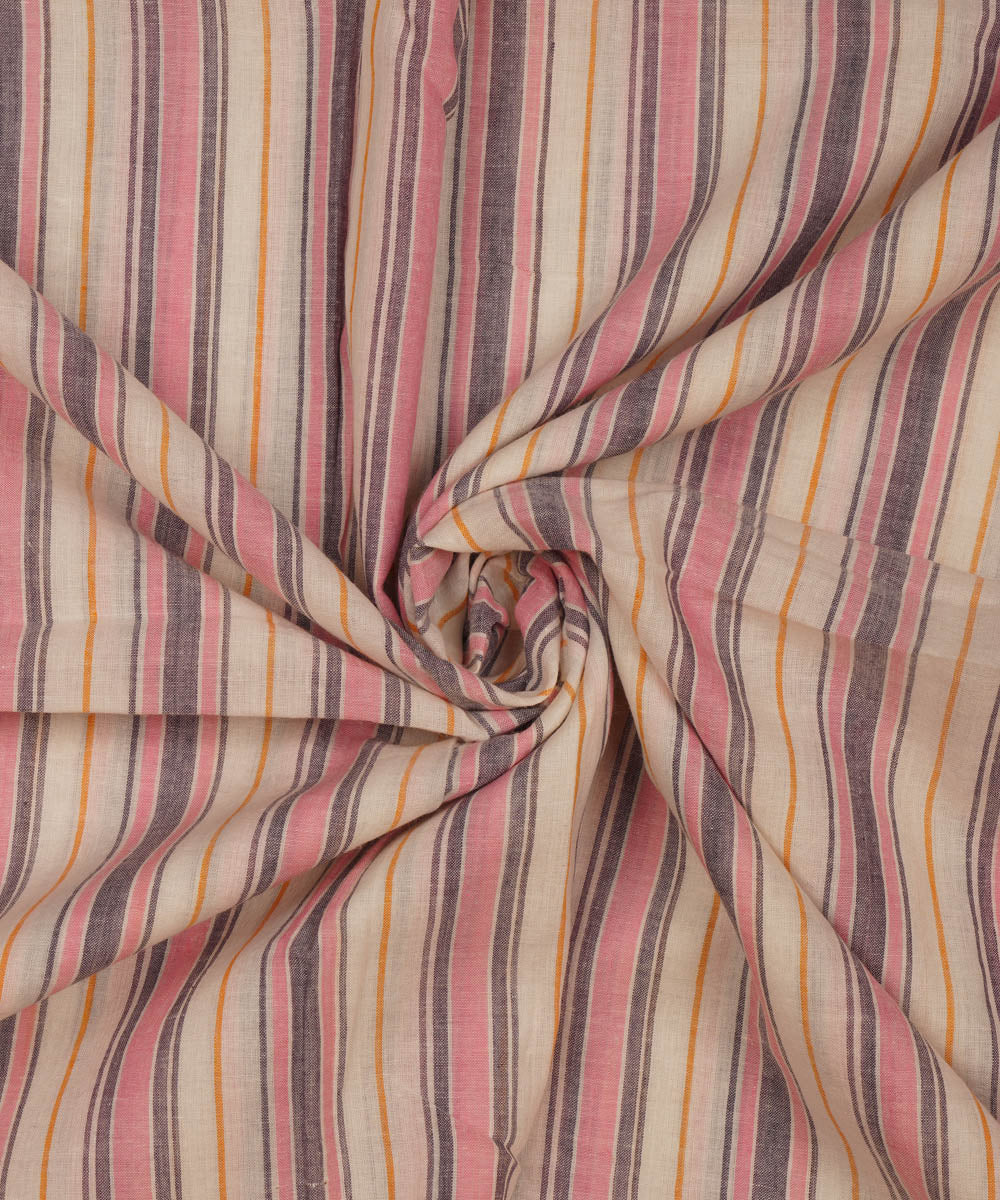 Multicolour stripes handspun handwoven bengal cotton fabric
