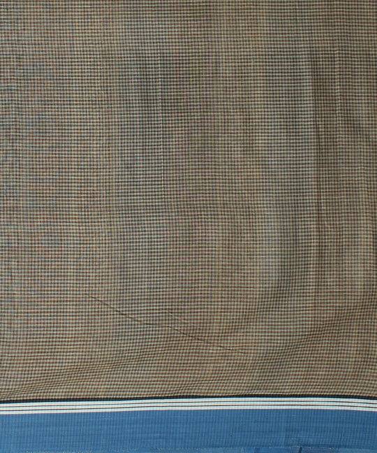 Brown handblock print cotton saree