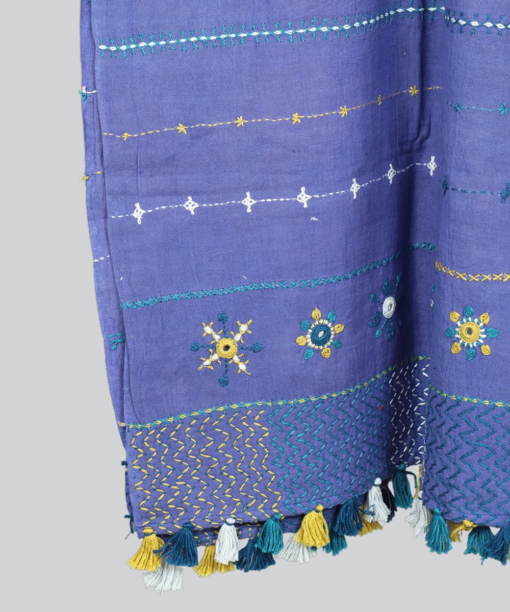 Lambani Hand Embroidery Cotton Lavender Stole