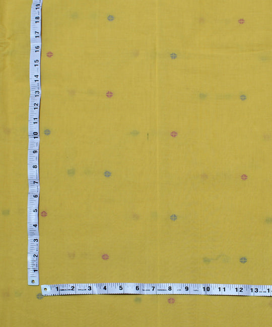 1.4m Yellow pink and grey handwoven cotton fabric