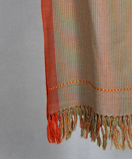 Brown orange handloom woolen stole