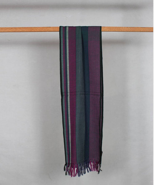 Multicolor stripe handwoven woolen stole