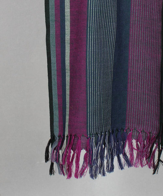 Multicolor stripe handwoven woolen stole