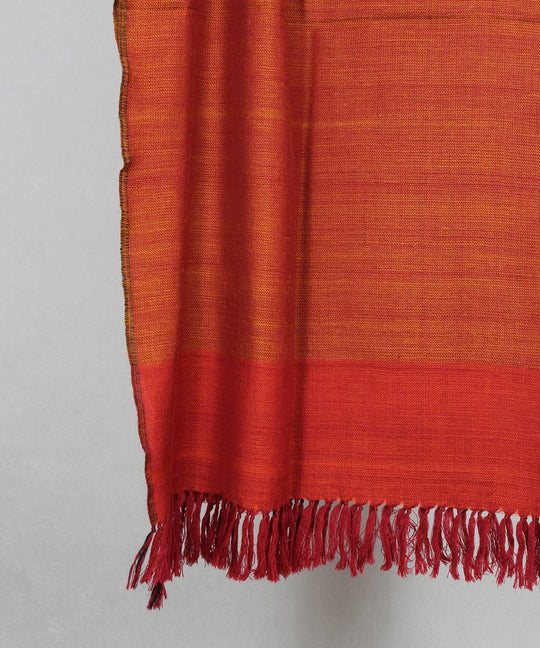 Orange brown handwoven woolen stole