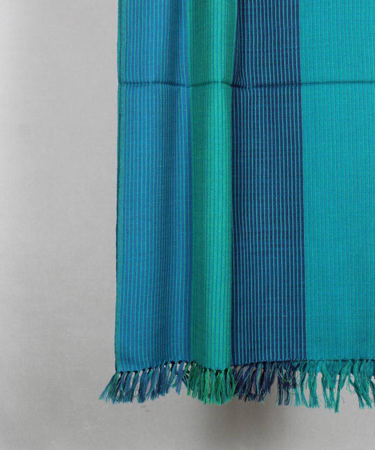 Striped blue green handloom woolen stole