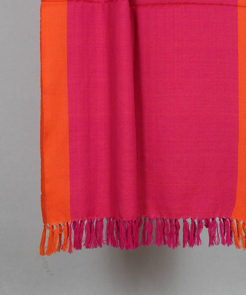 Pink orange handloom woolen stole
