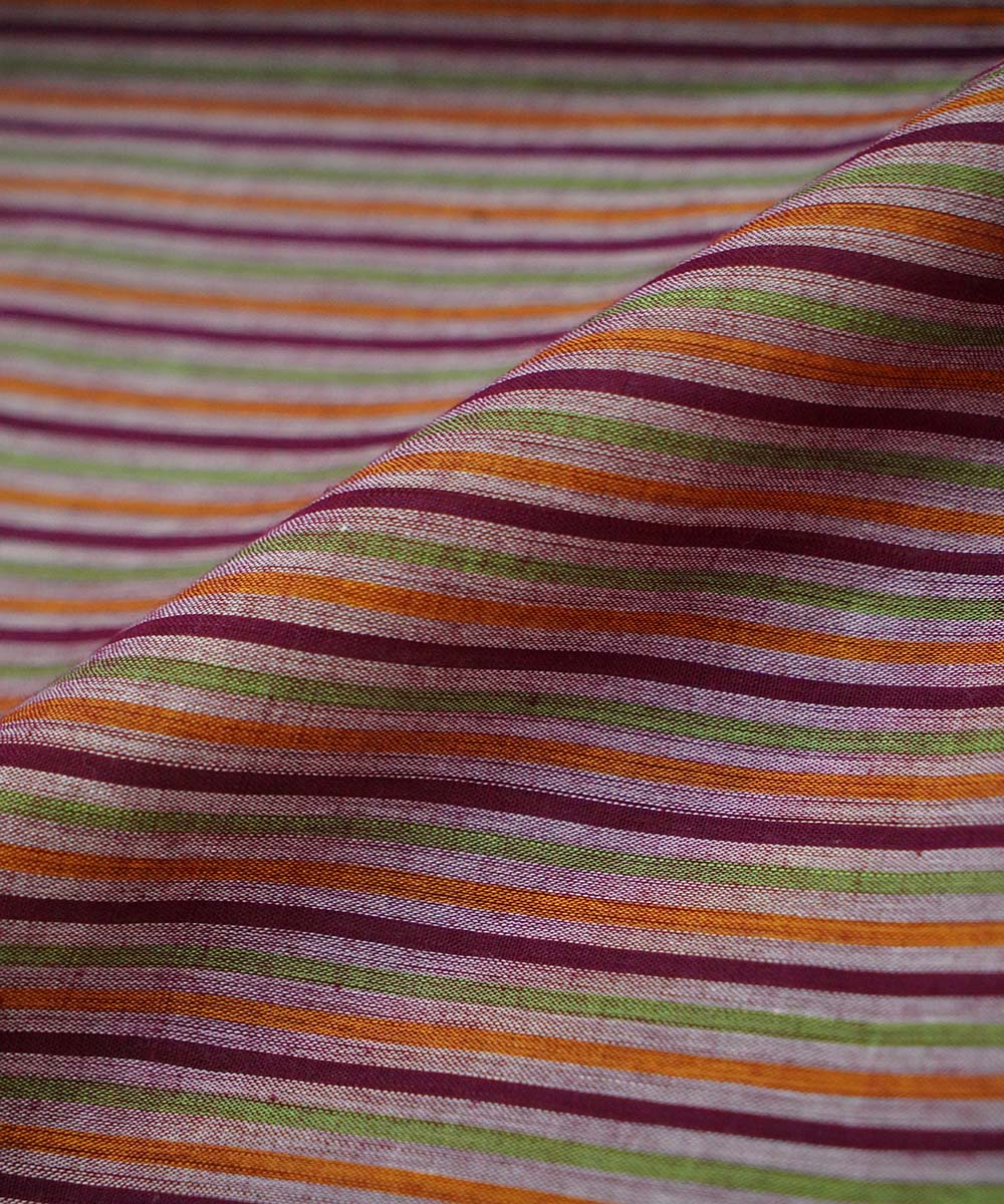 0.9m Multi color handwoven cotton stripes mangalgiri fabric