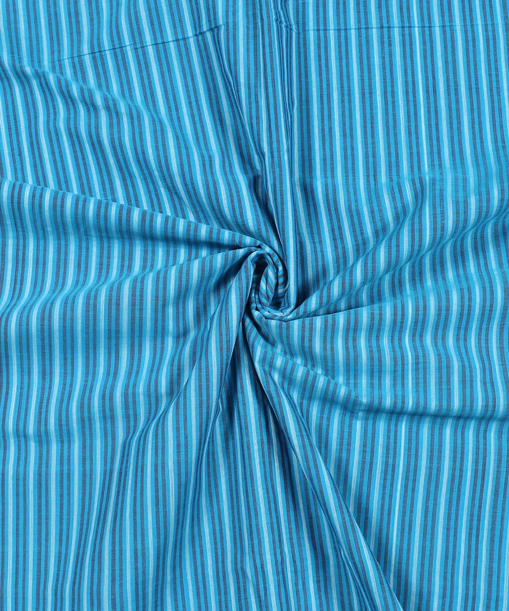 3m Blue multicolour handloom cotton stripe mangalgiri kurta material