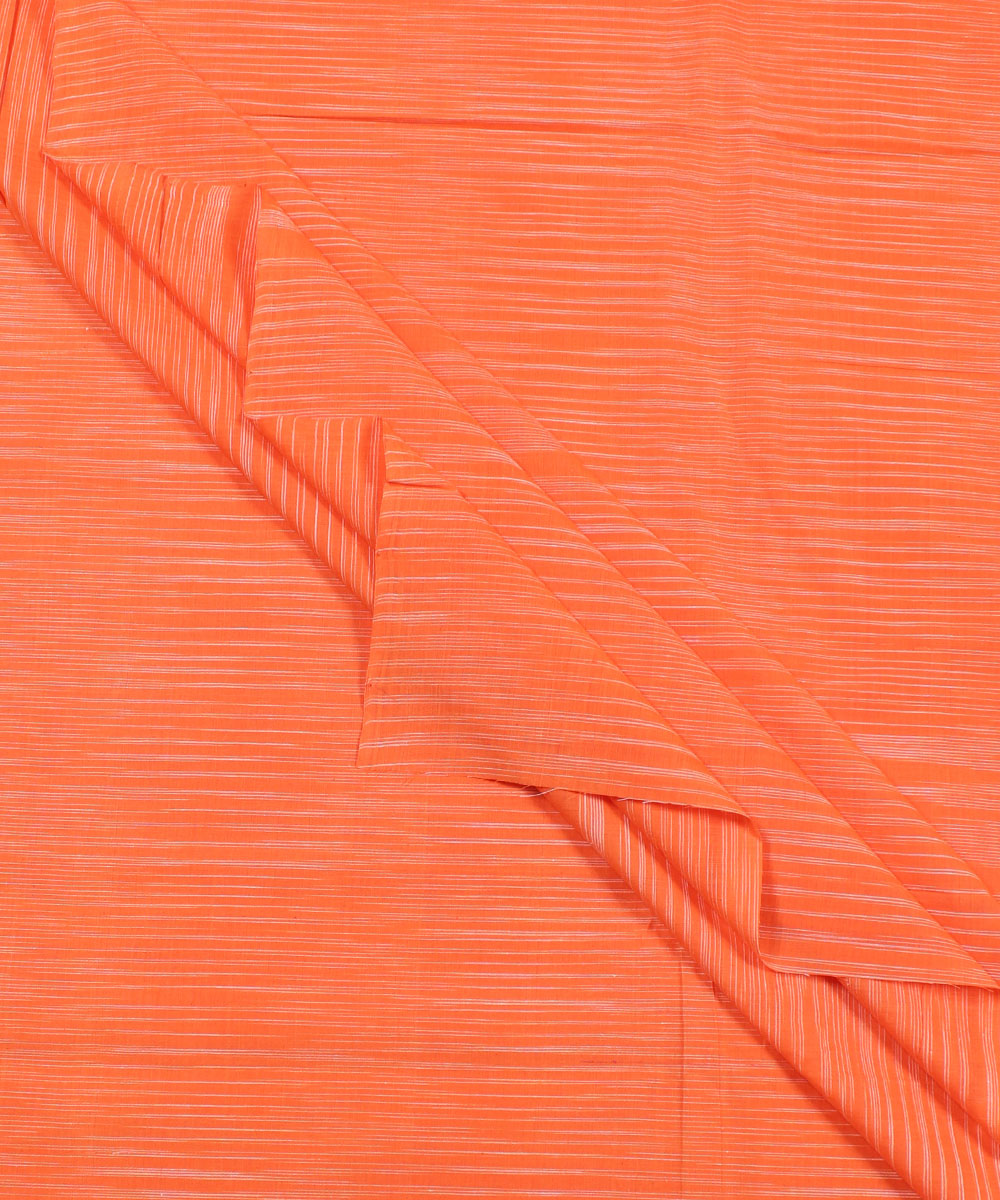 3m Orange handwoven cotton stripes mangalgiri kurta material