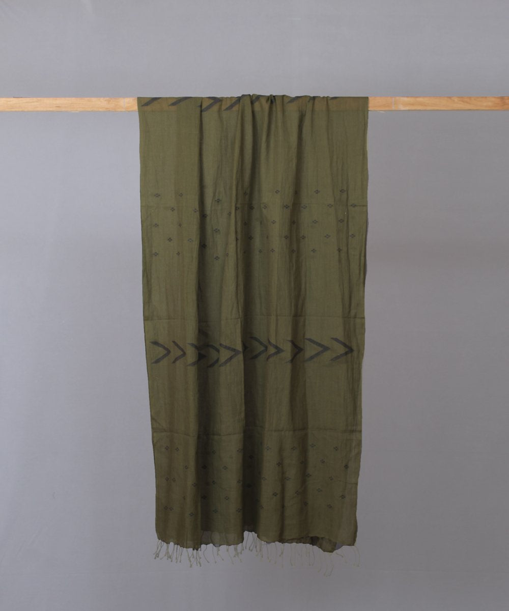 Dark olive with traditional black motif stole
