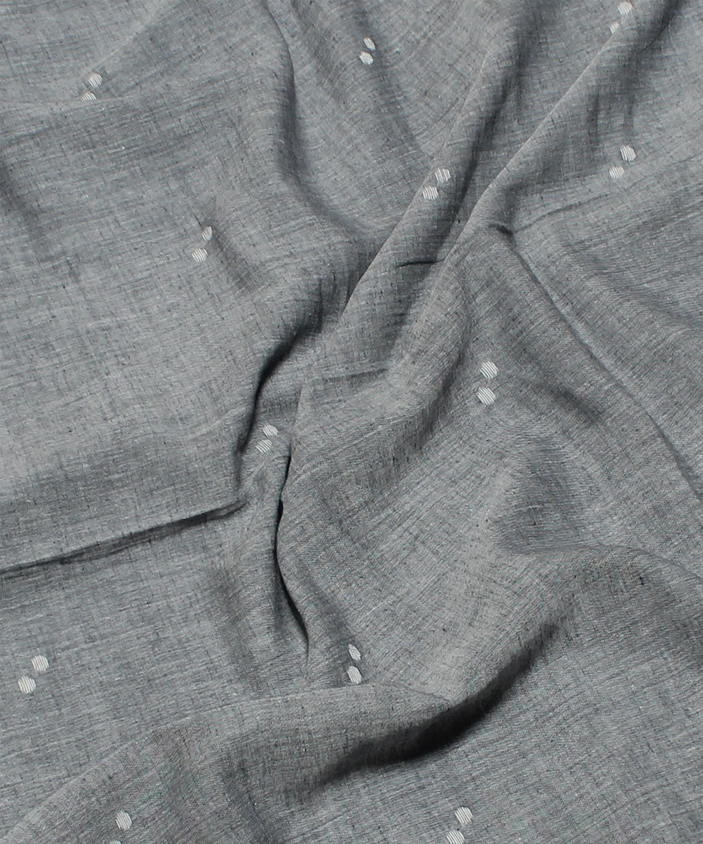 0.52m Grey white handwoven cotton jamdani fabric