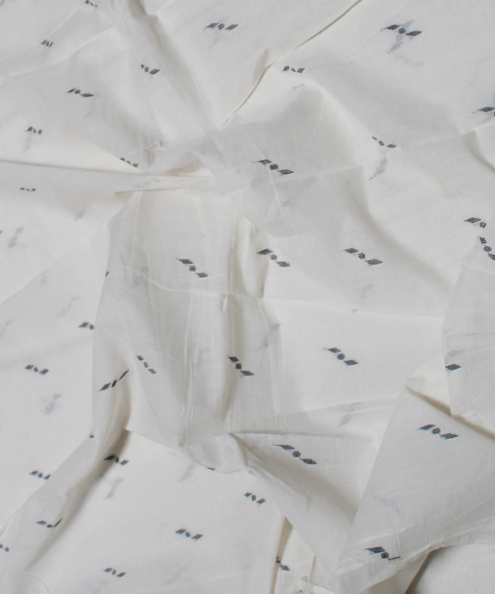 0.35m White black handwoven cotton jamdani fabric