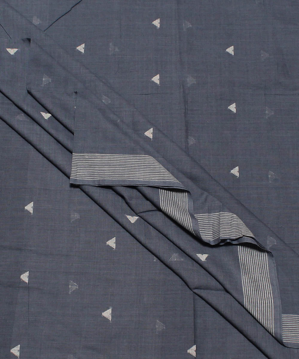 0.6m Dark grey handwoven muslin jamdani fabric