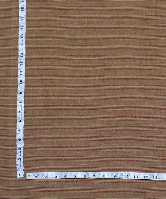 0.7m Beige and red stripes handwoven cotton fabric