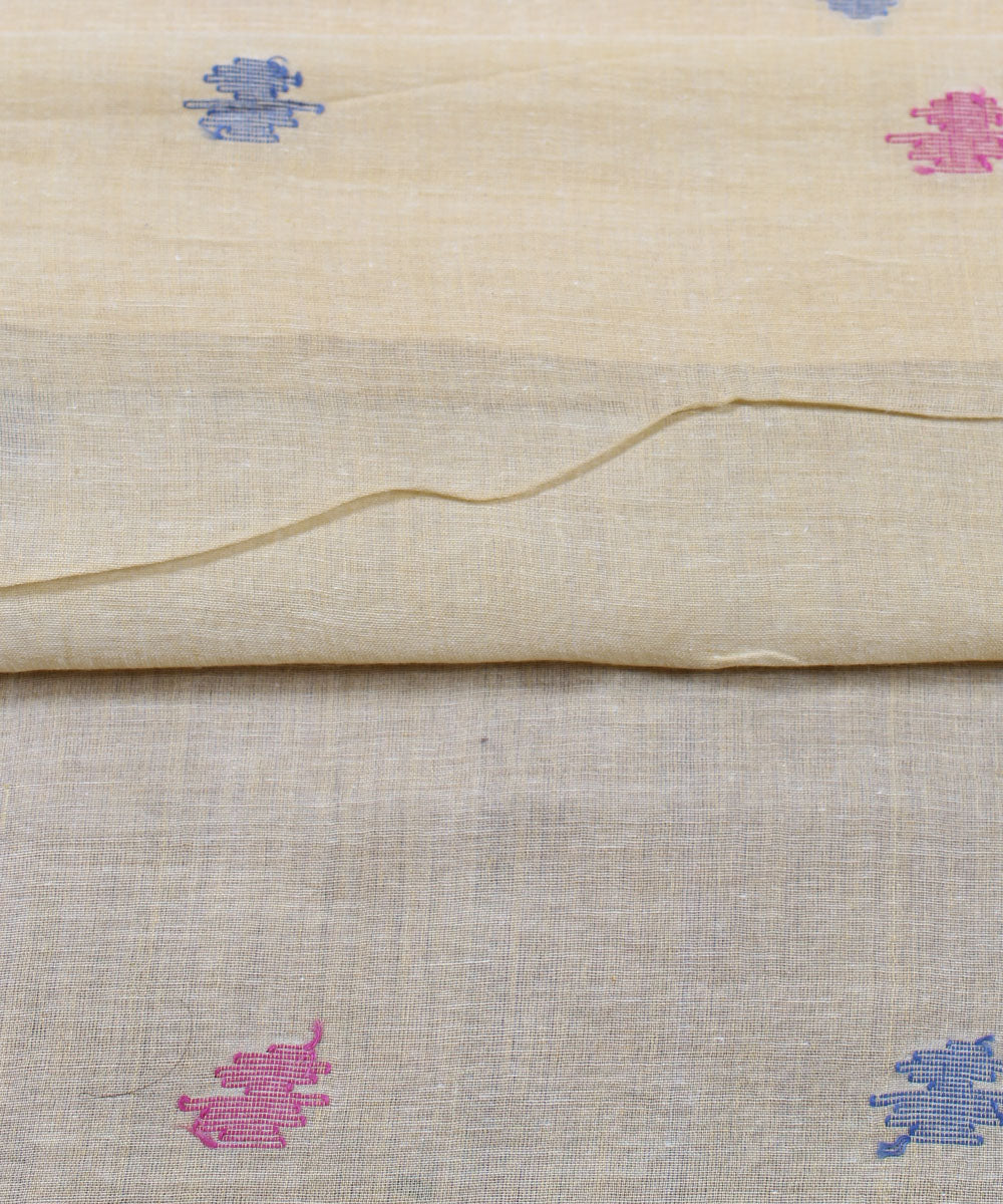 1.56m Cream handwoven cotton jamdani fabric