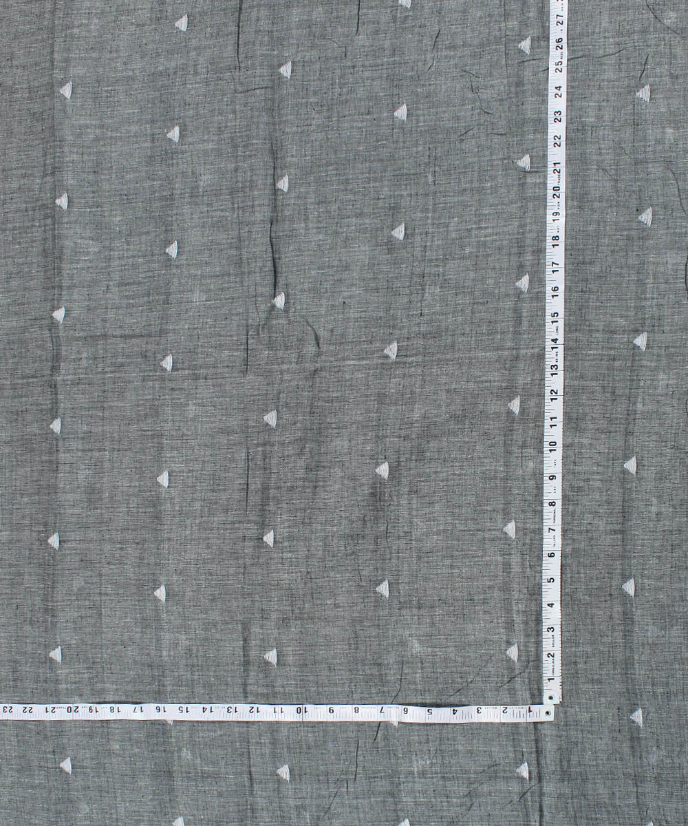 0.5m Grey handwoven cotton jamdani fabric