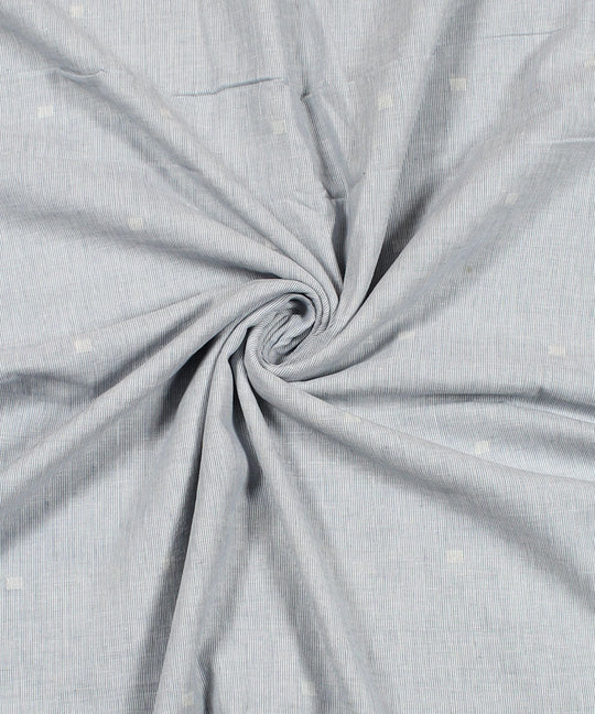 1m Blue white stripe handwoven cotton jamdani fabric