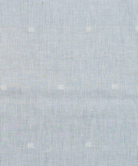 1m Blue white stripe handwoven cotton jamdani fabric