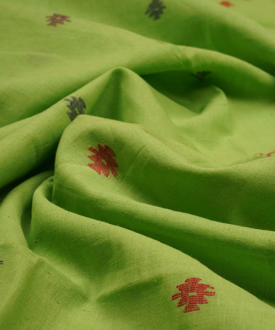 Light green handwoven bengal jamdani fabric