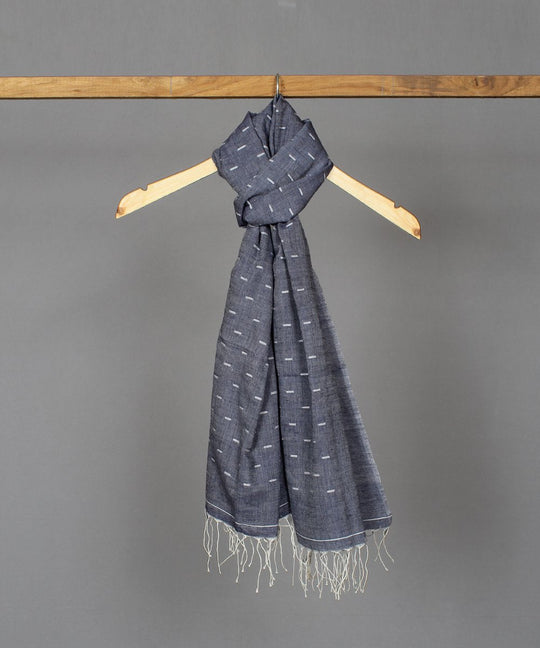 Bluish grey muslin jamdani stole