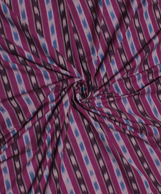 0.48m Purple multi stripes handwoven cotton pochampally fabric