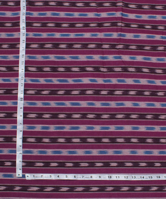0.48m Purple multi stripes handwoven cotton pochampally fabric