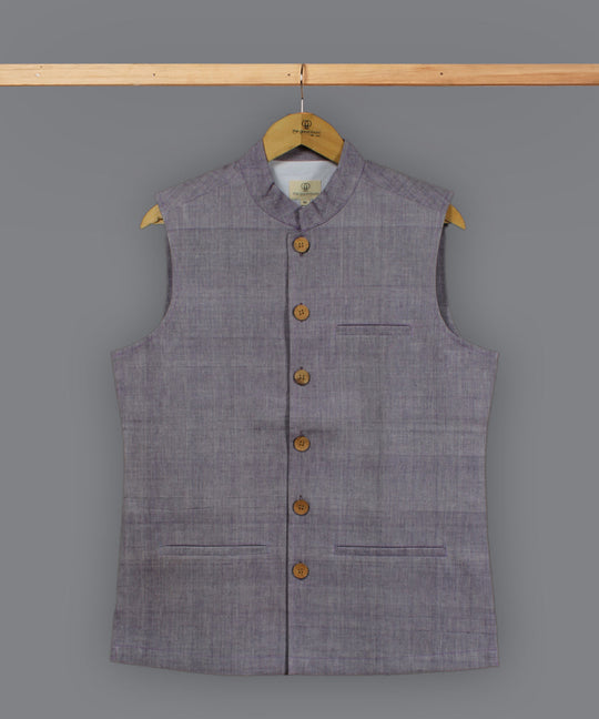 Light purple cotton nehru jacket
