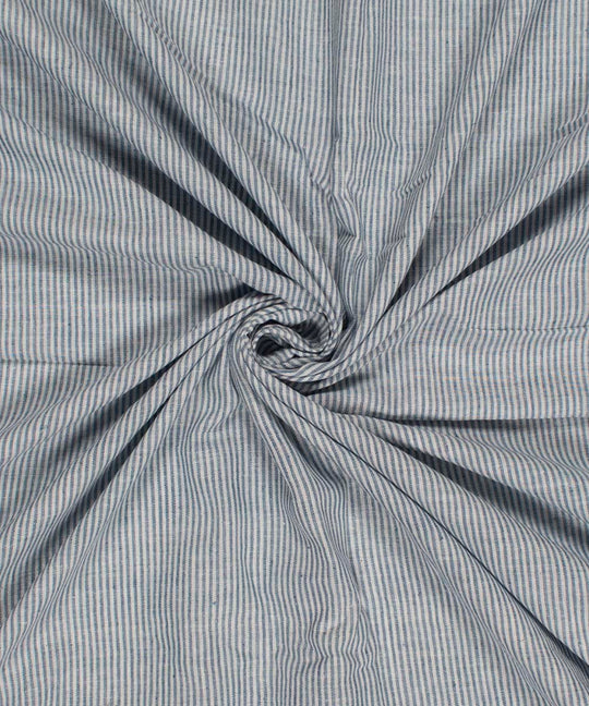 White blue stripes handwoven bengal cotton fabric