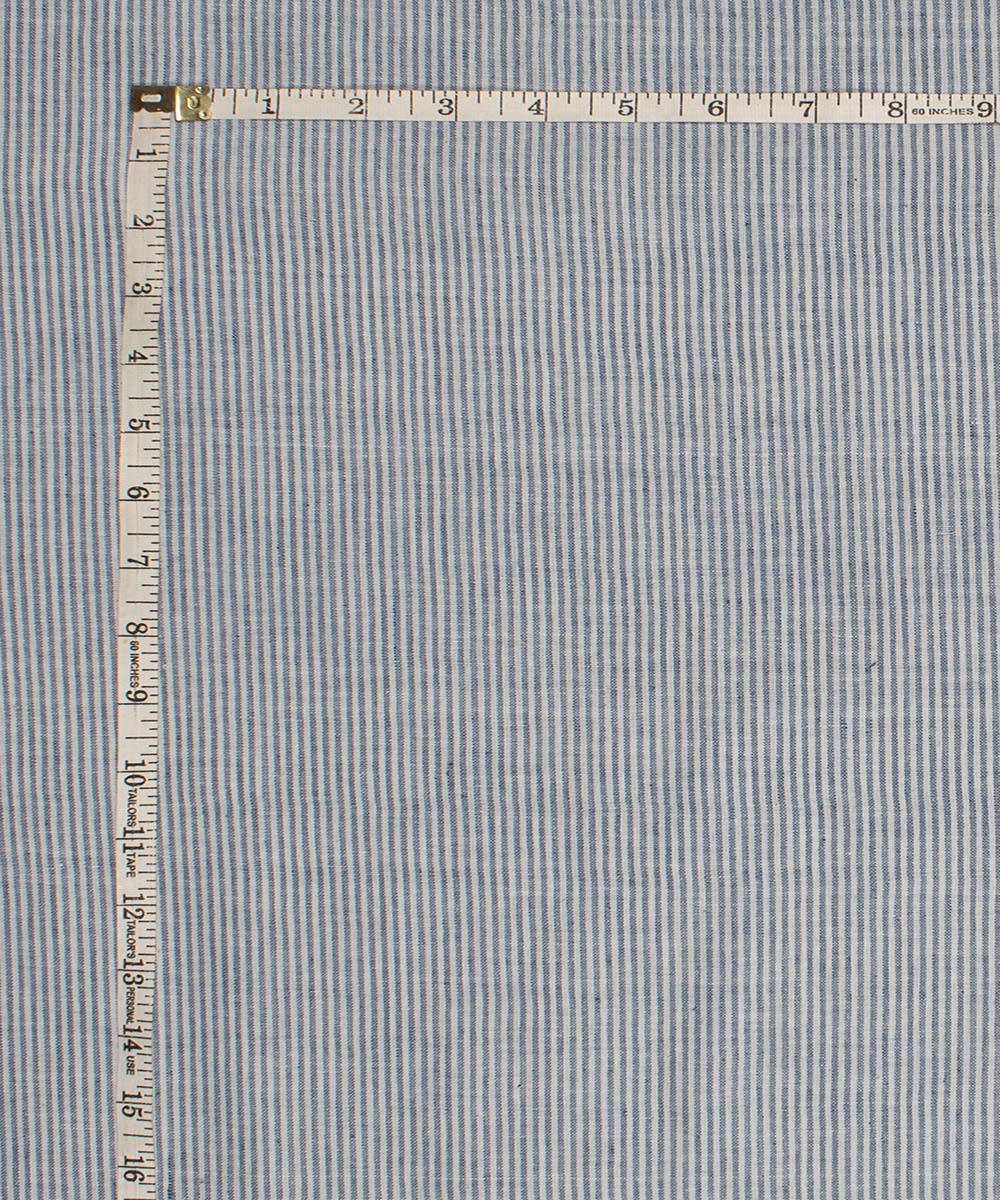 White blue stripes handwoven bengal cotton fabric