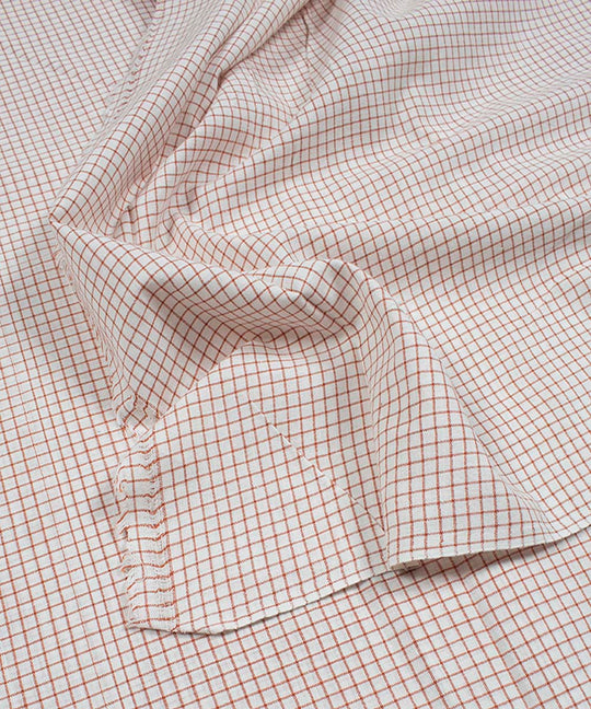 White red checks handwoven bengal cotton fabric