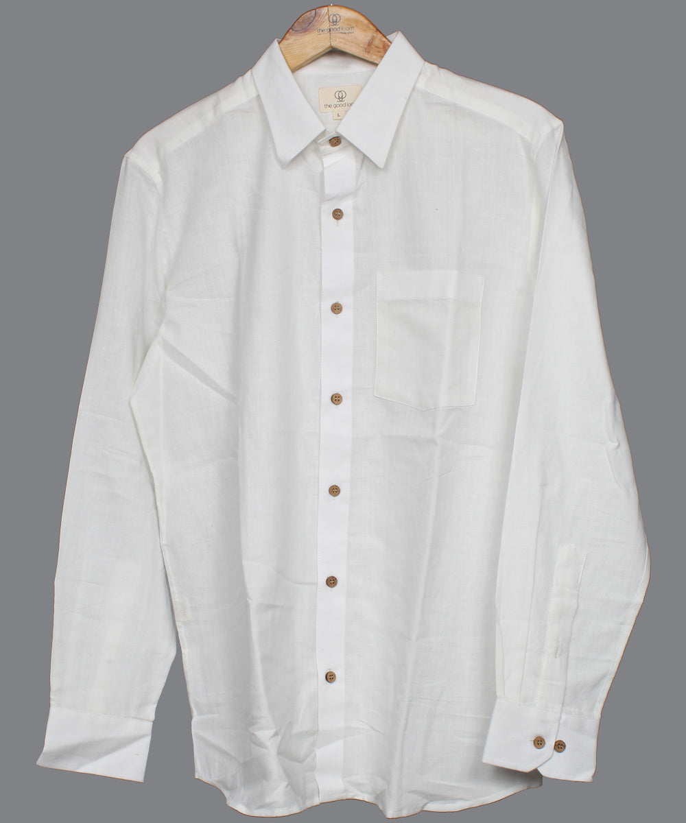 White handwoven cotton formal collar shirt the good loom White handwoven cotton formal collar shirt the good loom