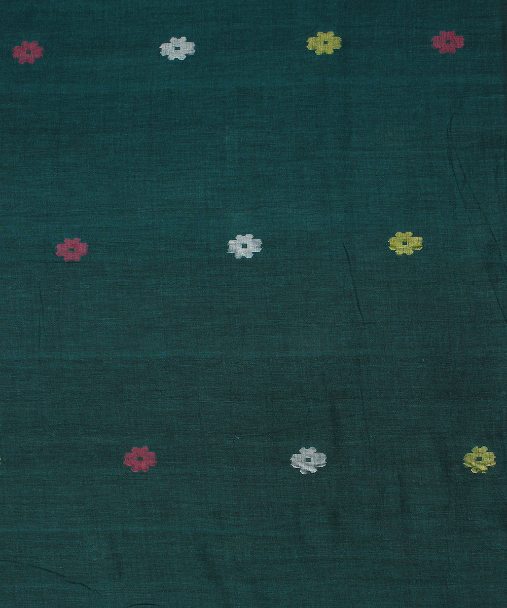Green hand woven jamdani fabric
