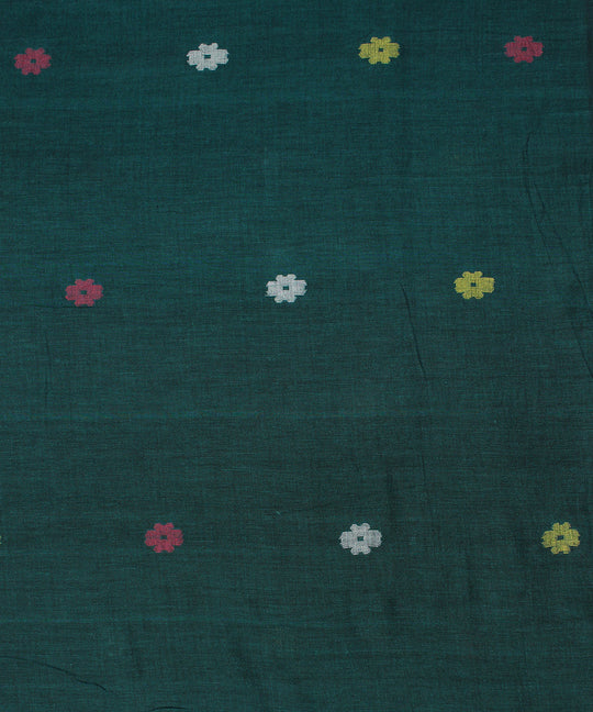Green hand woven jamdani fabric