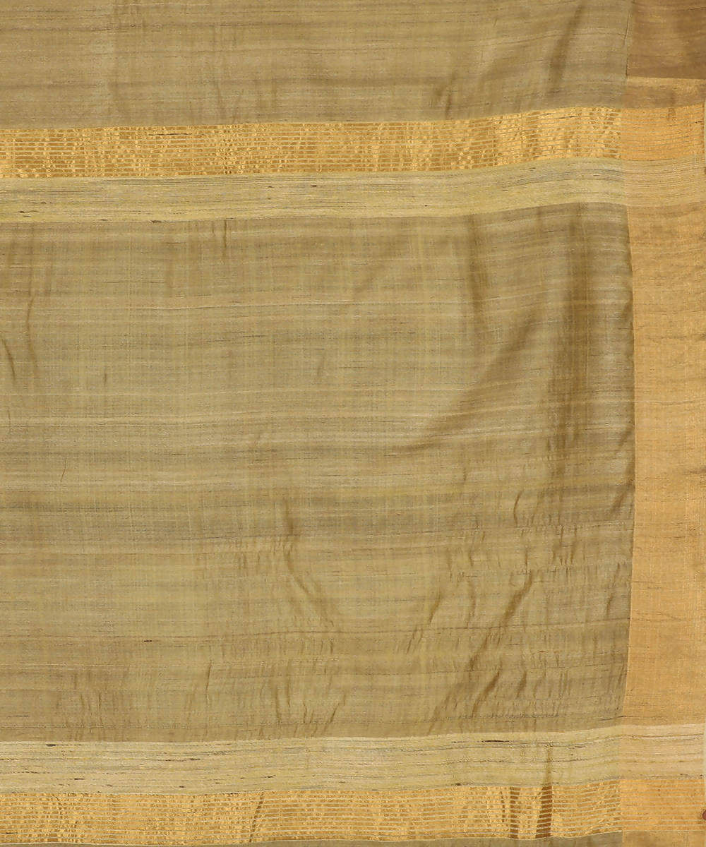Golden handwoven tussar silk saree