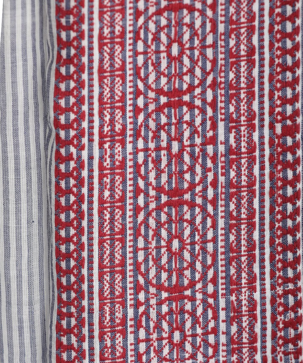 Red striped jamdani handwoven muslin stole