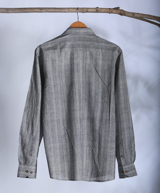 Grey striped collared shirt